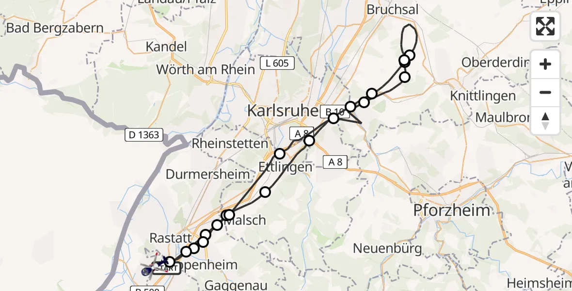 Flugroute Polizeihubschrauber Baden-Baden - Baden-Baden, 20 Mai 2026, 12:13