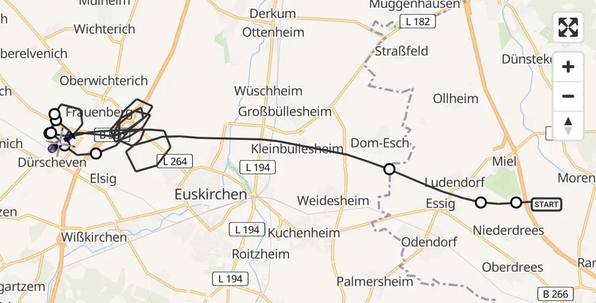 Flugroute Polizeihubschrauber Swisttal - Euskirchen, 20 Mai 2026, 12:27
