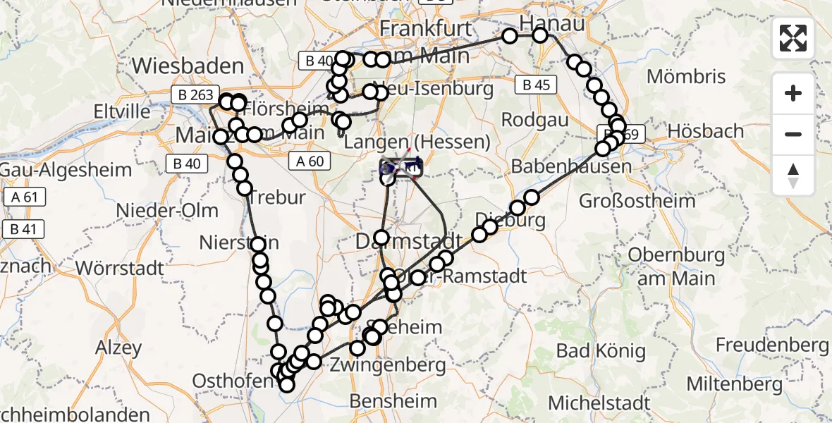 Flugroute Polizeihubschrauber Flughafen Frankfurt-Egelsbach - Flughafen Frankfurt-Egelsbach, 20 Mai 2026, 12:41