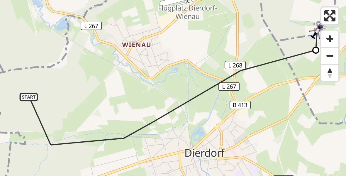 Flugroute Polizeihubschrauber Dierdorf - Marienhausen, 20 Mai 2026, 12:53