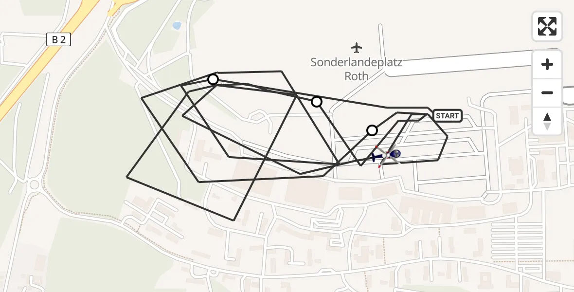 Flugroute Polizeihubschrauber Flugplatz Roth - Flugplatz Roth, 20 Mai 2026, 13:01