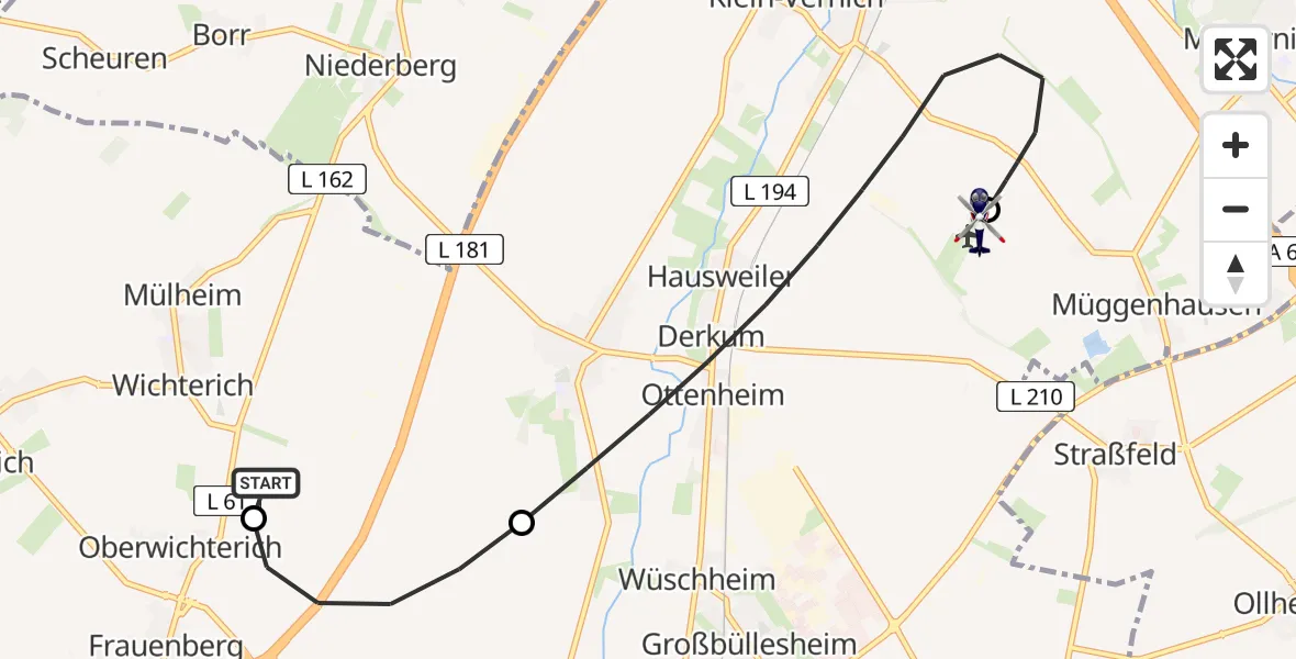 Flugroute Polizeihubschrauber Zülpich - Weilerswist UL, 20 Mai 2026, 13:03