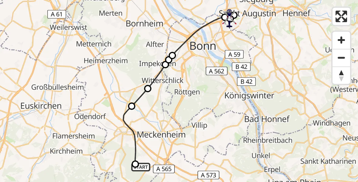 Flugroute Polizeihubschrauber Meckenheim - Sankt Augustin, 20 Mai 2026, 13:10
