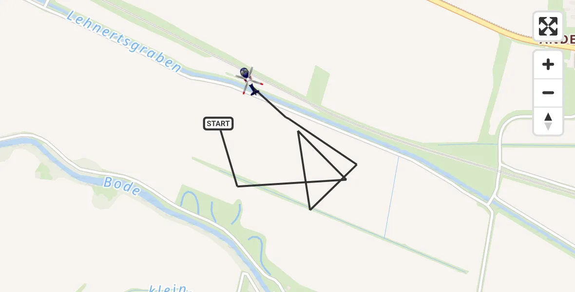 Flugroute Polizeihubschrauber Oschersleben (Bode) - Oschersleben (Bode), 20 Mai 2026, 14:15