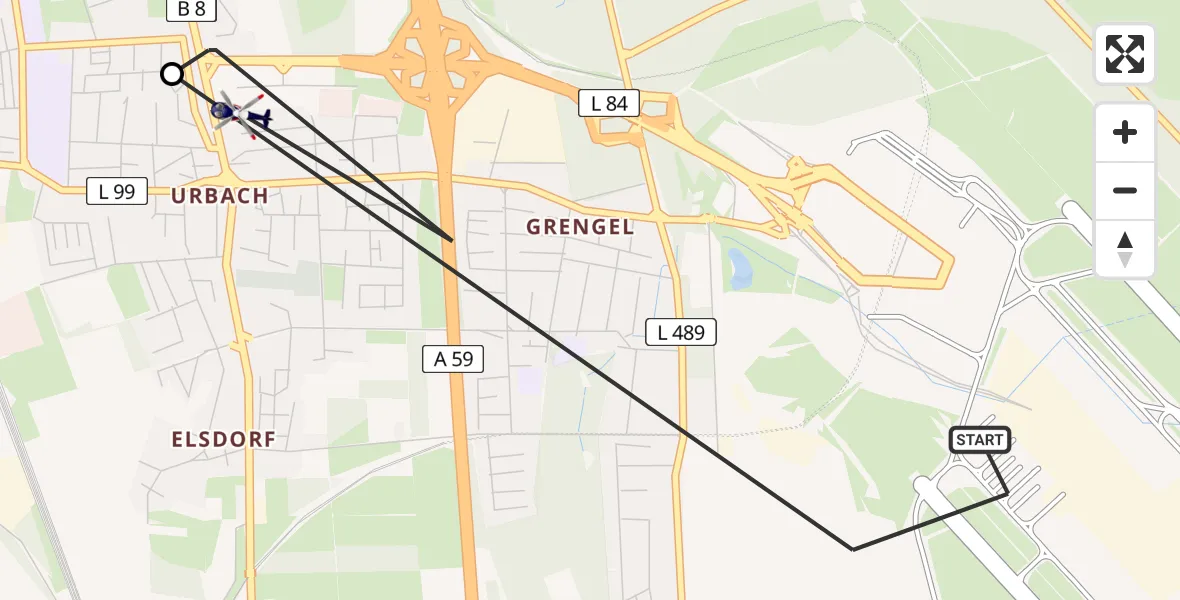 Flugroute Polizeihubschrauber Köln Bonn Flughafen - Köln, 20 Mai 2026, 14:45
