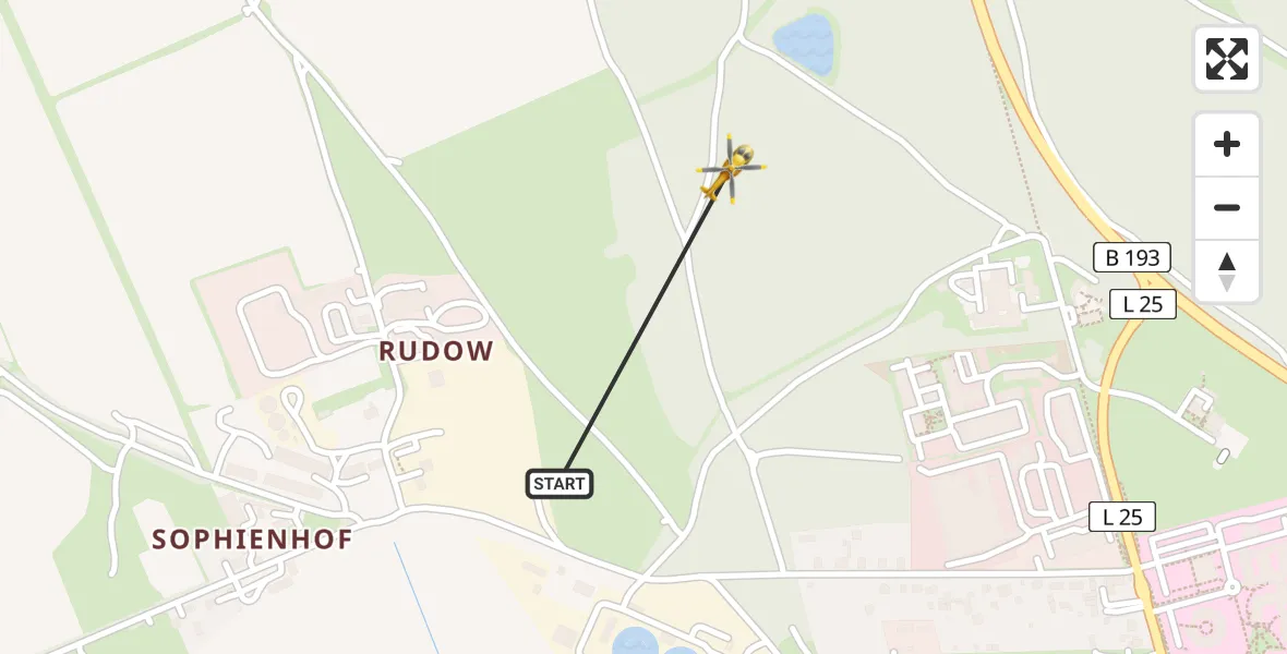 Flugroute Rettungshubschrauber Neustrelitz - Neustrelitz, 20 Mai 2026, 14:57