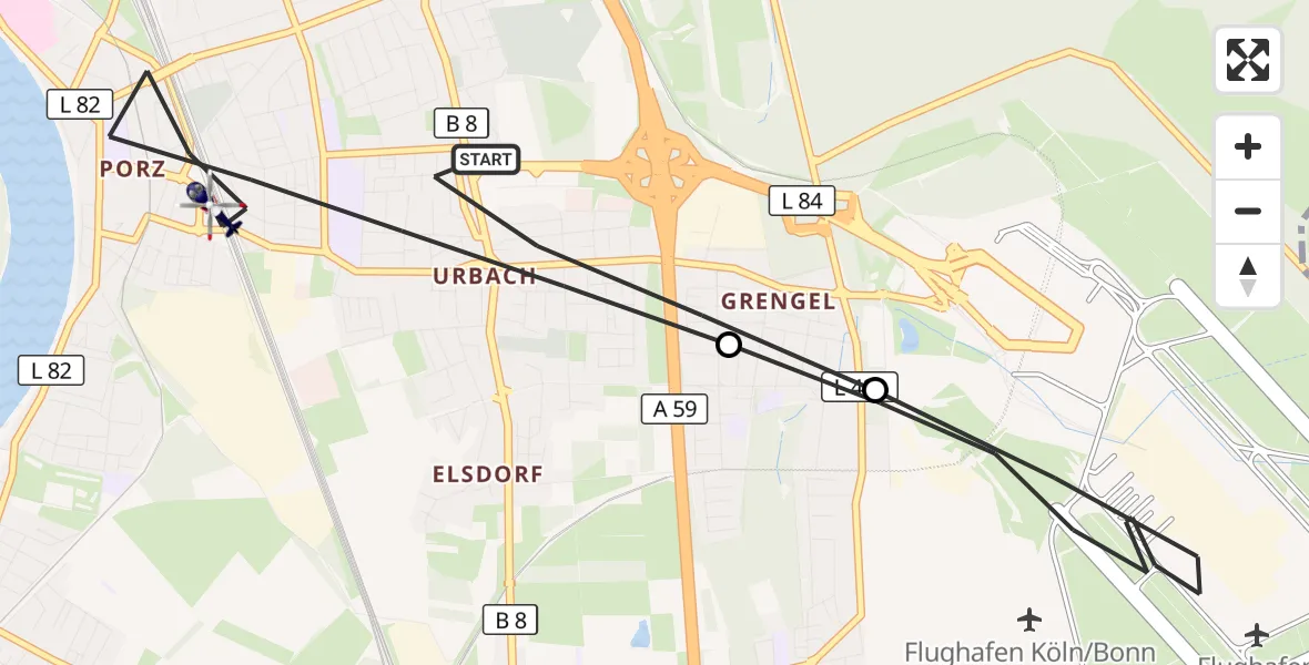 Flugroute Polizeihubschrauber Köln - Köln, 20 Mai 2026, 15:12
