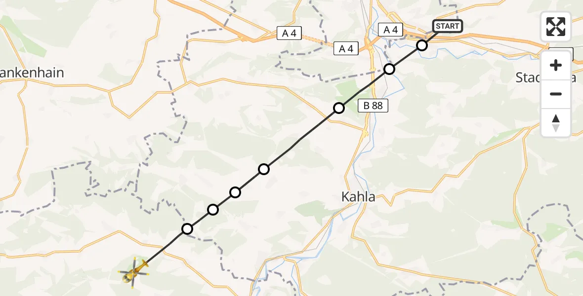 Flugroute Rettungshubschrauber Jena - Uhlstädt-Kirchhasel, 20 Mai 2026, 15:18
