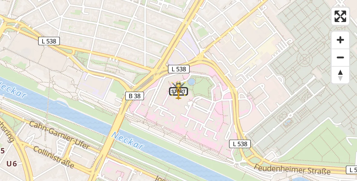 Flugroute Rettungshubschrauber Mannheim - Mannheim, 20 Mai 2026, 15:24