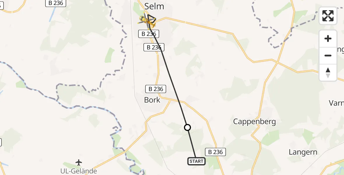 Flugroute Rettungshubschrauber Lünen - Selm, 20 Mai 2026, 15:27