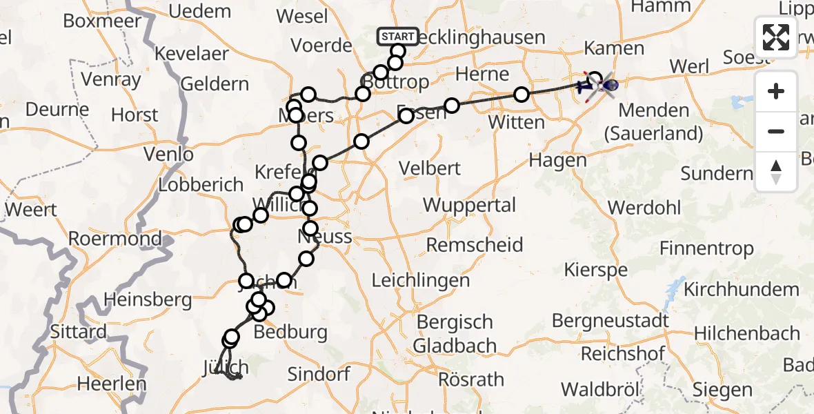 Flugroute Polizeihubschrauber Bottrop - Dortmund Flughafen, 20 Mai 2026, 15:38