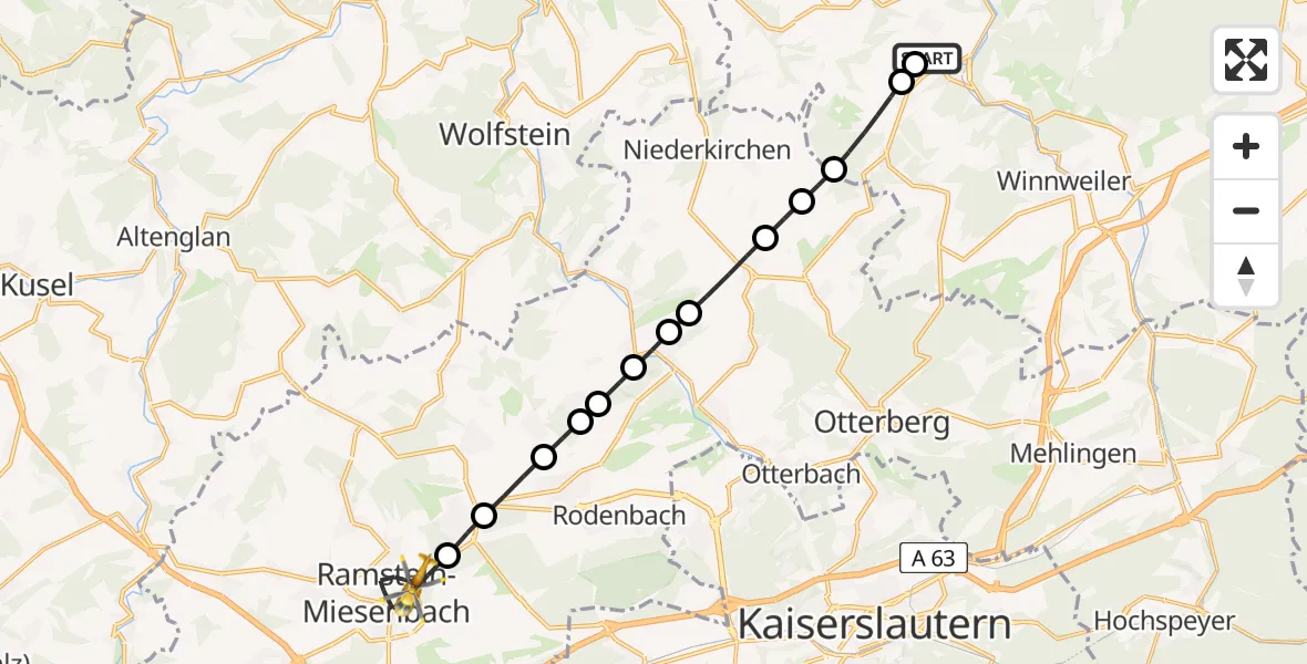 Flugroute Rettungshubschrauber Imsweiler UL - Ramstein-Miesenbach, 20 Mai 2026, 16:28