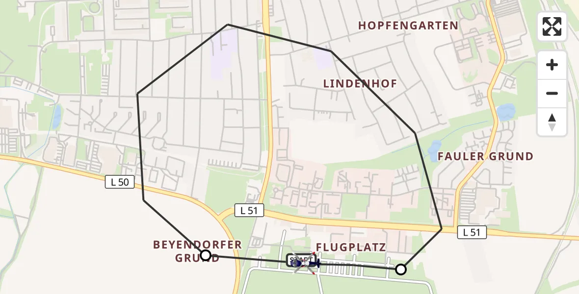 Flugroute Polizeihubschrauber Magdeburg City Flugplatz - Magdeburg City Flugplatz, 20 Mai 2026, 17:12