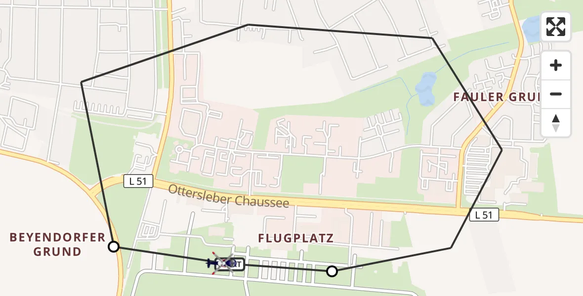 Flugroute Polizeihubschrauber Magdeburg City Flugplatz - Magdeburg City Flugplatz, 20 Mai 2026, 17:17