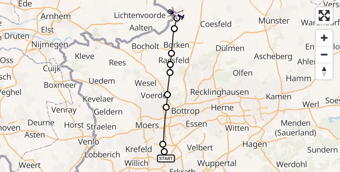 Flugroute Polizeihubschrauber Düsseldorf Flughafen - Stadtlohn, 20 Mai 2026, 17:39