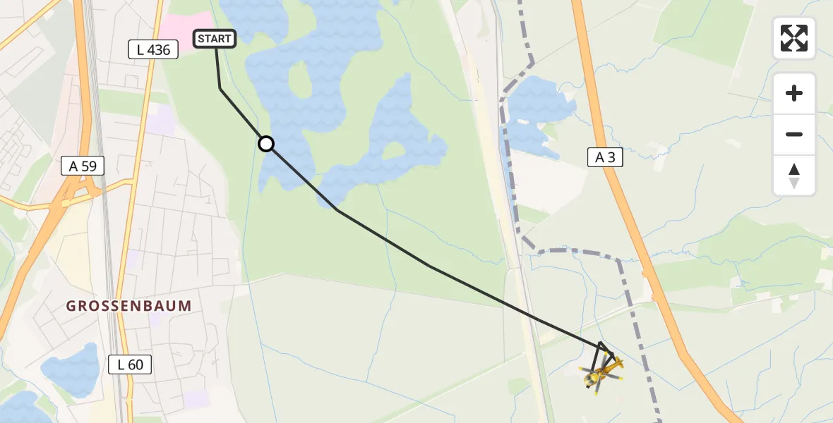 Flugroute Rettungshubschrauber Duisburg Air Rescue Hubschrauberlandeplatz (Christoph 9) - Duisburg, 20 Mai 2026, 17:53