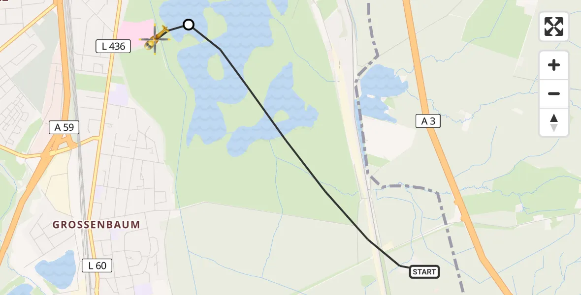 Flugroute Rettungshubschrauber Duisburg - Duisburg Air Rescue Hubschrauberlandeplatz (Christoph 9), 20 Mai 2026, 18:35