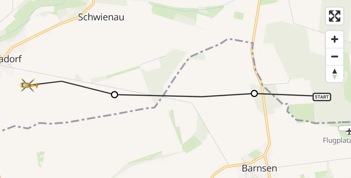 Flugroute Rettungshubschrauber Schwienau - Schwienau, 20 Mai 2026, 18:41