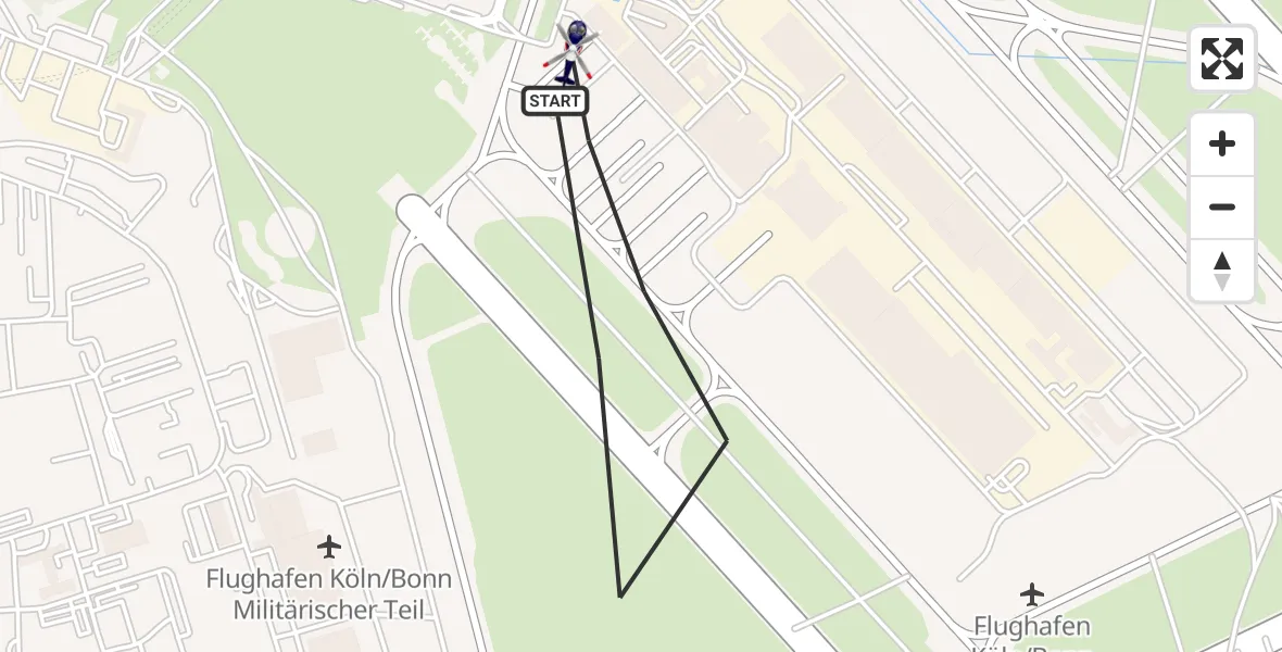 Flugroute Polizeihubschrauber Köln Bonn Flughafen - Köln Bonn Flughafen, 20 Mai 2026, 18:50