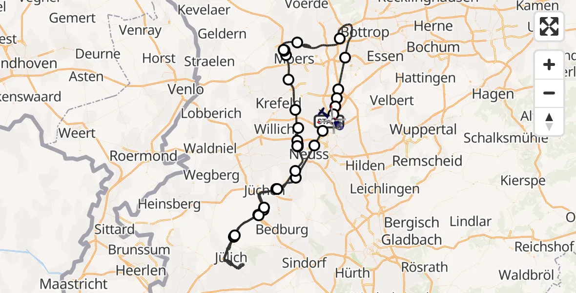 Flugroute Polizeihubschrauber Düsseldorf Flughafen - Düsseldorf Flughafen, 20 Mai 2026, 19:12