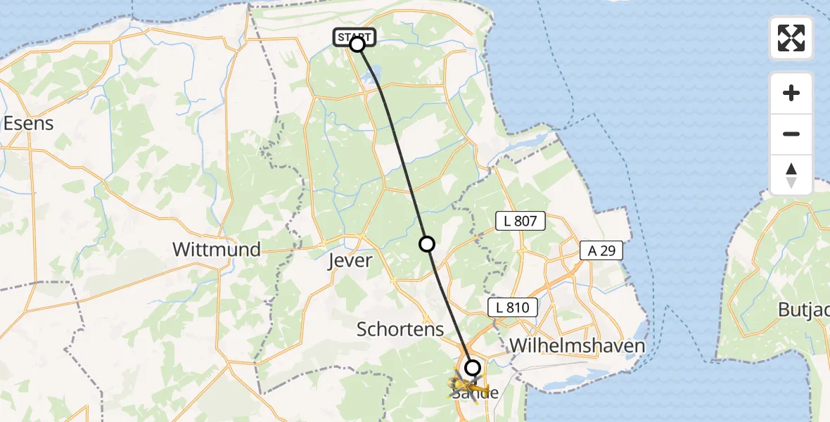 Flugroute Rettungshubschrauber Noordzee - Sande, 20 Mai 2026, 19:18