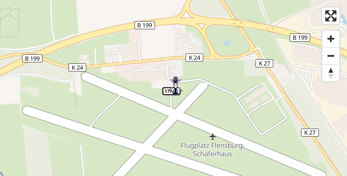 Flugroute Polizeihubschrauber Flensburg-Schäferhaus Flughafen - Flensburg-Schäferhaus Flughafen, 20 Mai 2026, 20:21