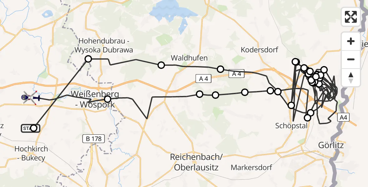 Flugroute Polizeihubschrauber Weißenberg - Weißenberg, 21 Mai 2026, 03:38
