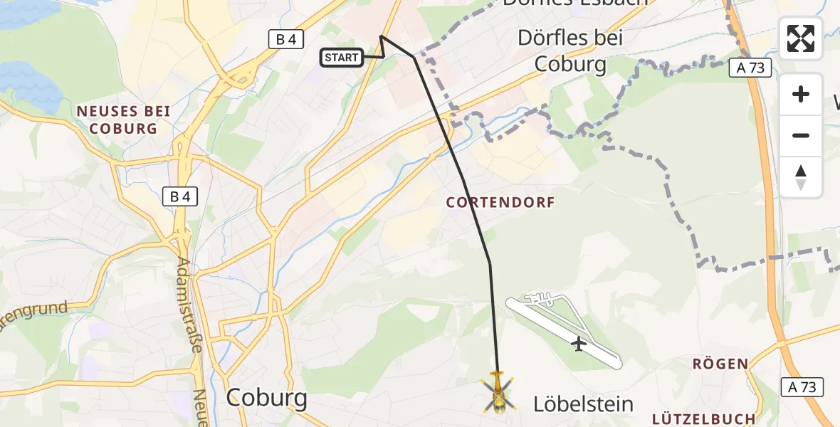 Flugroute Rettungshubschrauber Coburg - Coburg, 21 Mai 2026, 06:17