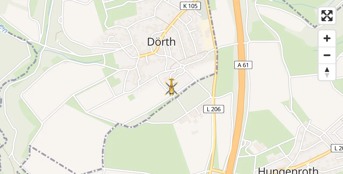 Flugroute Rettungshubschrauber Dörth - Dörth, 21 Mai 2026, 07:49