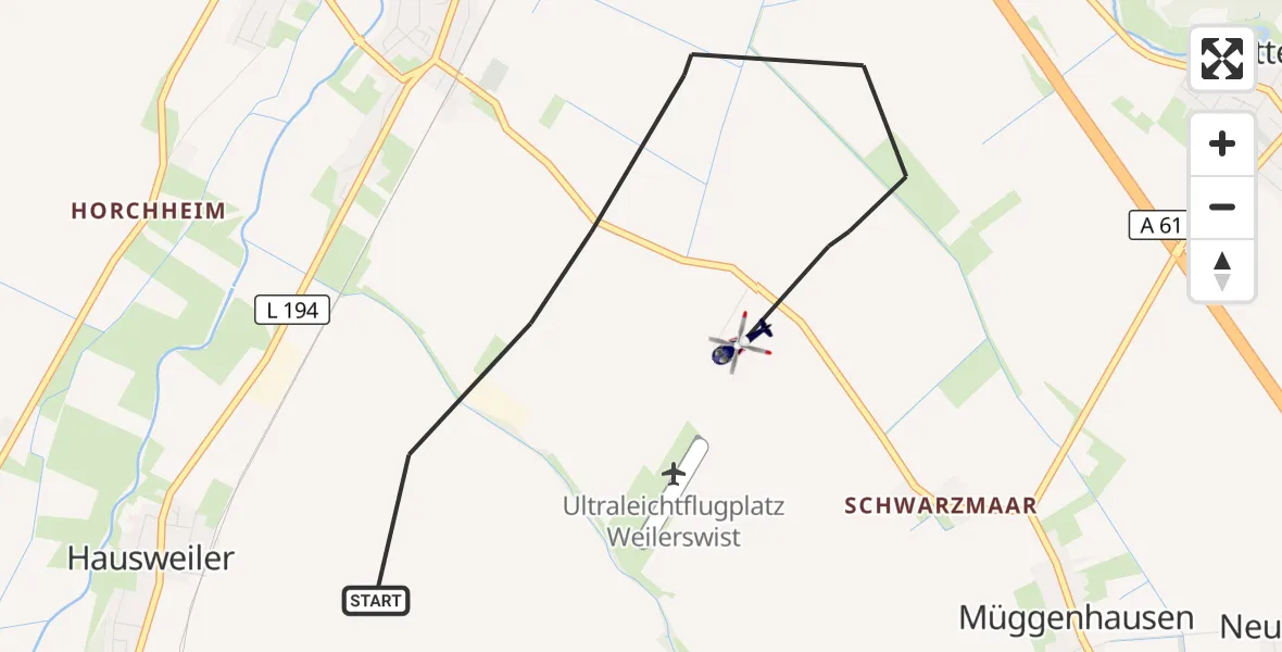Flugroute Polizeihubschrauber Weilerswist - Weilerswist, 21 Mai 2026, 07:51