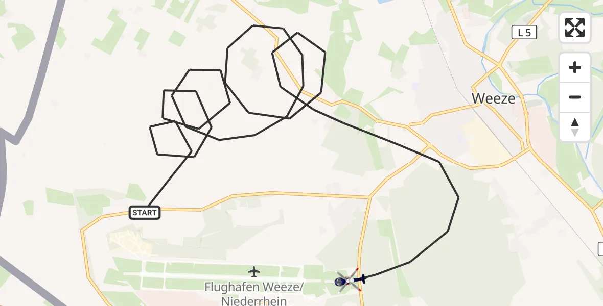 Flugroute Polizeihubschrauber Weeze - Weeze, 21 Mai 2026, 07:53