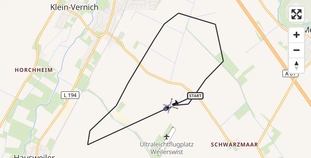Flugroute Polizeihubschrauber Weilerswist - Weilerswist, 21 Mai 2026, 07:59