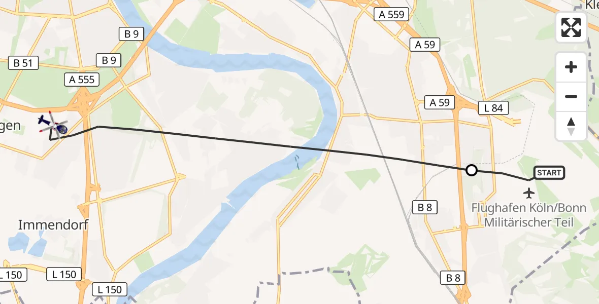 Flugroute Polizeihubschrauber Köln Bonn Flughafen - Köln, 21 Mai 2026, 08:06