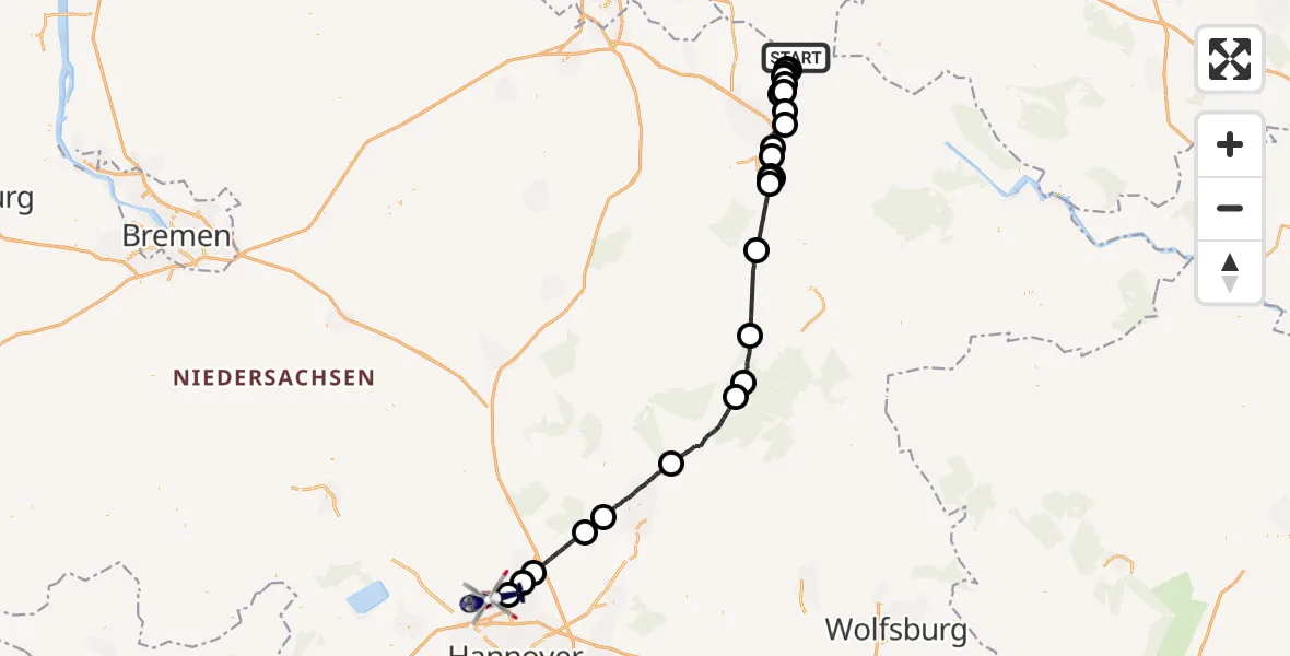 Flugroute Polizeihubschrauber Artlenburg - Flughafen Hannover, 21 Mai 2026, 08:44