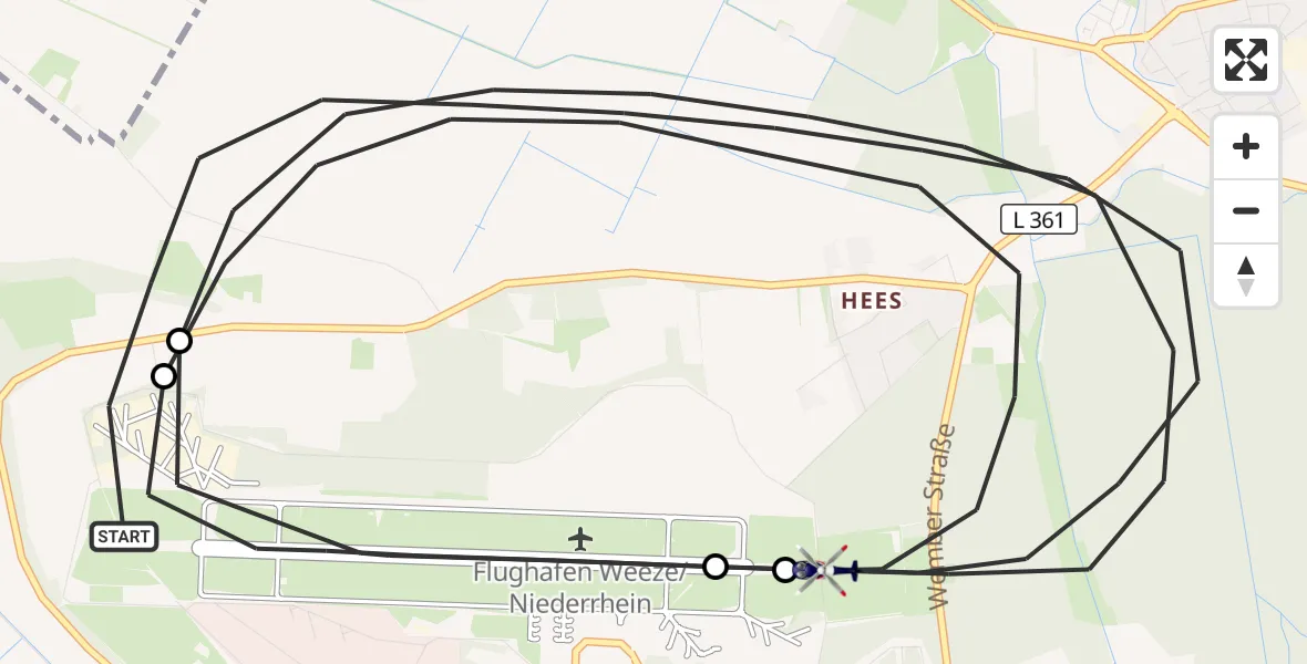 Flugroute Polizeihubschrauber Weeze - Weeze, 21 Mai 2026, 08:59