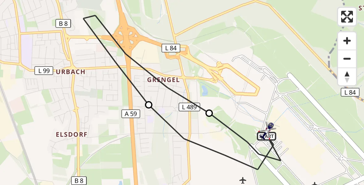 Flugroute Polizeihubschrauber Köln Bonn Flughafen - Köln Bonn Flughafen, 21 Mai 2026, 09:19