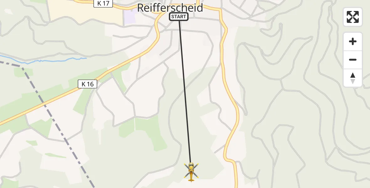 Flugroute Rettungshubschrauber Reifferscheid - Reifferscheid, 21 Mai 2026, 09:28