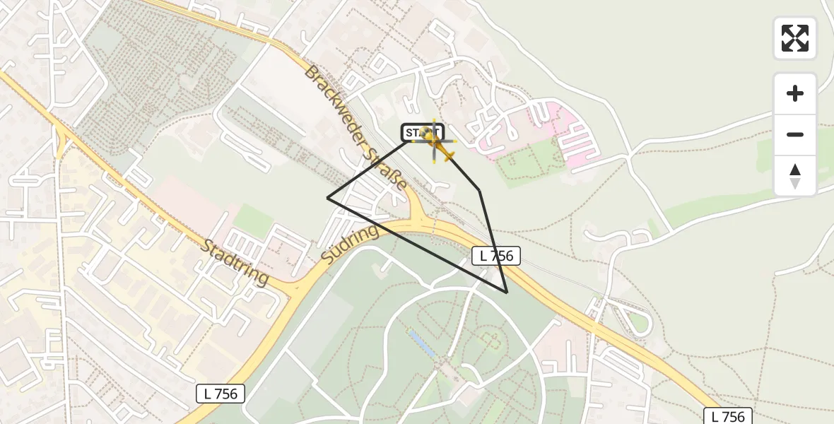 Flugroute Rettungshubschrauber Luftrettungszentrum Bielefeld - Luftrettungszentrum Bielefeld, 21 Mai 2026, 09:32