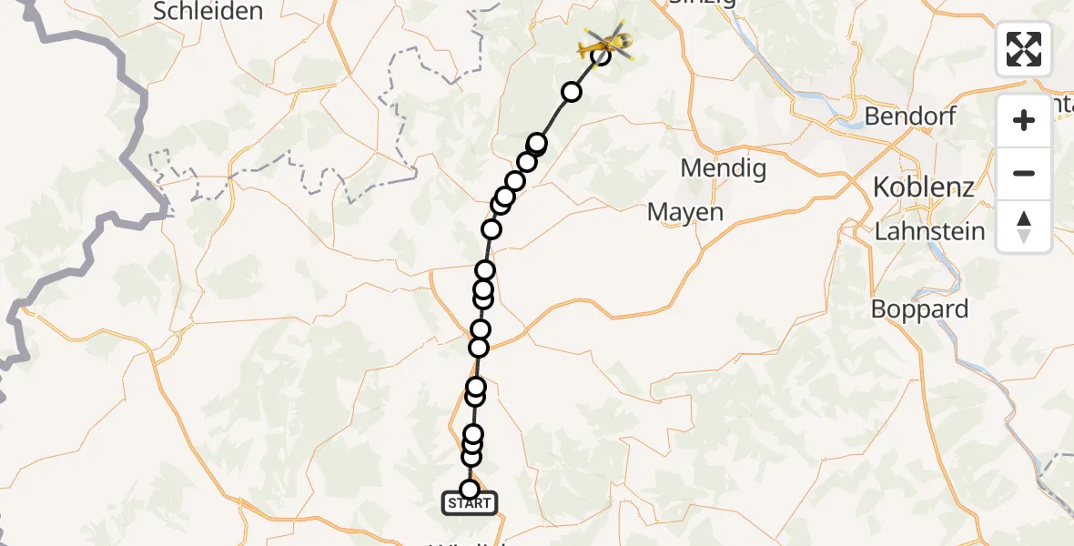 Flugroute Ambulanzhubschrauber Plein - Bad Neuenahr-Ahrweiler, 21 Mai 2026, 09:47