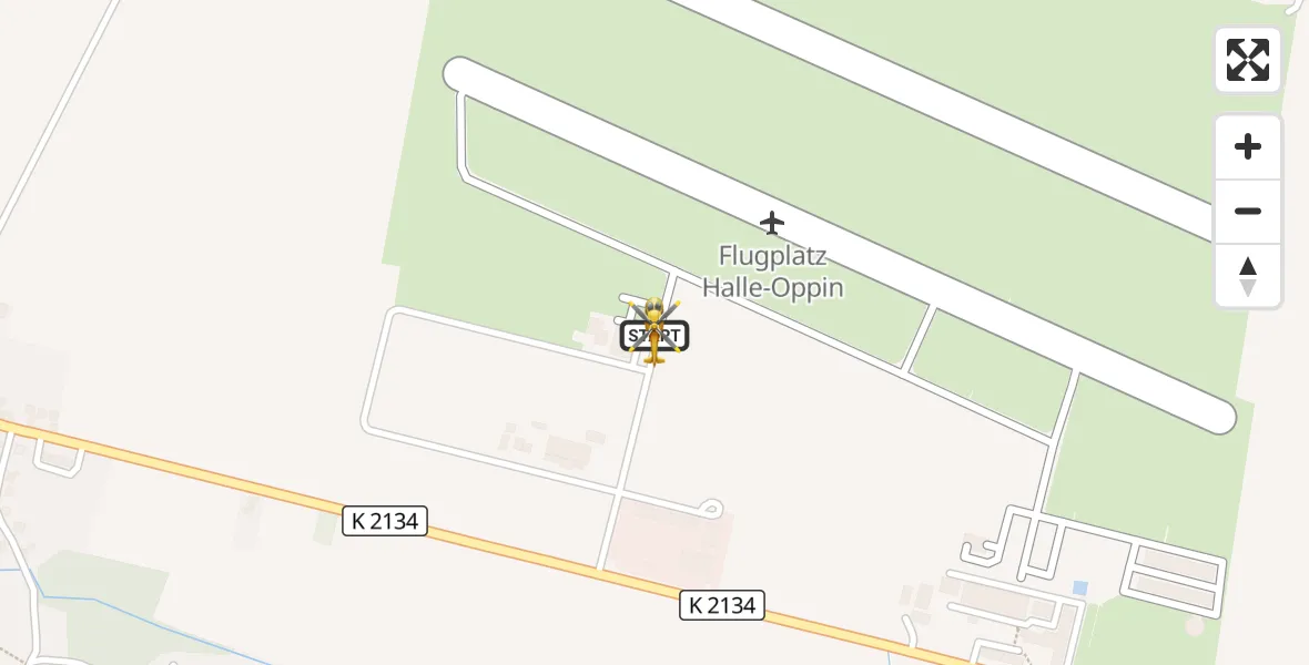 Flugroute Ambulanzhubschrauber Halle-Oppin Flugplatz - Halle-Oppin Flugplatz, 21 Mai 2026, 09:54
