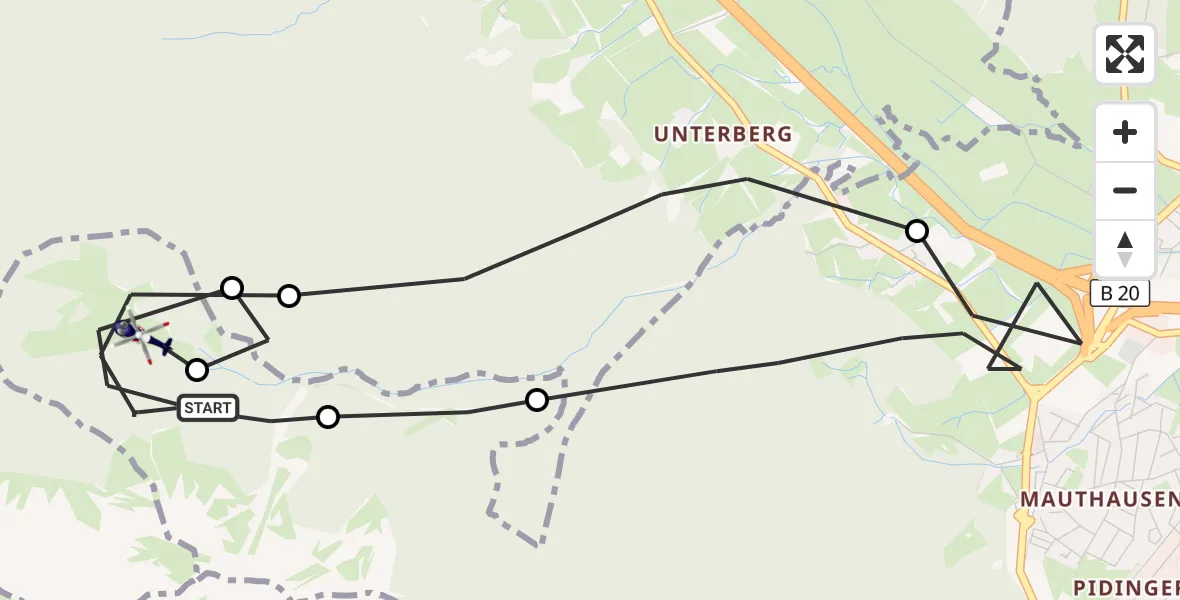 Flugroute Polizeihubschrauber Piding - Piding, 21 Mai 2026, 10:18