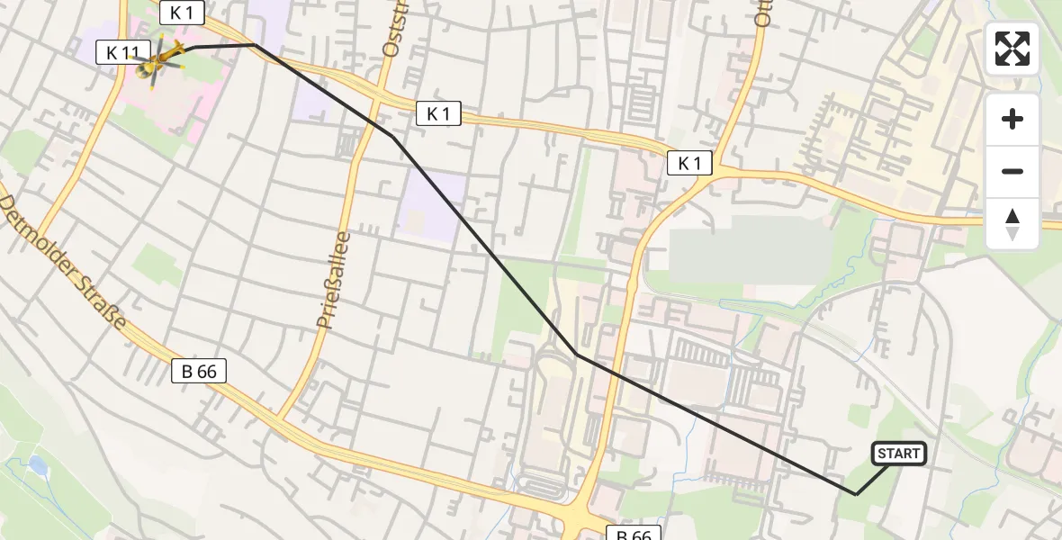 Flugroute Rettungshubschrauber Bielefeld - Bielefeld, 21 Mai 2026, 10:53