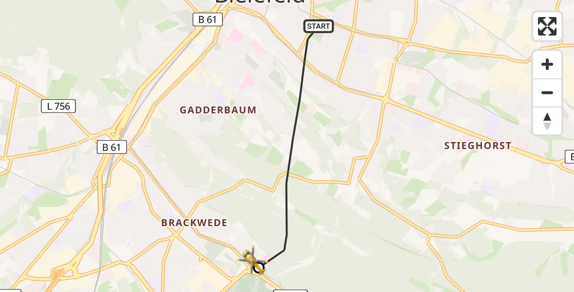 Flugroute Rettungshubschrauber Bielefeld - Luftrettungszentrum Bielefeld, 21 Mai 2026, 11:33