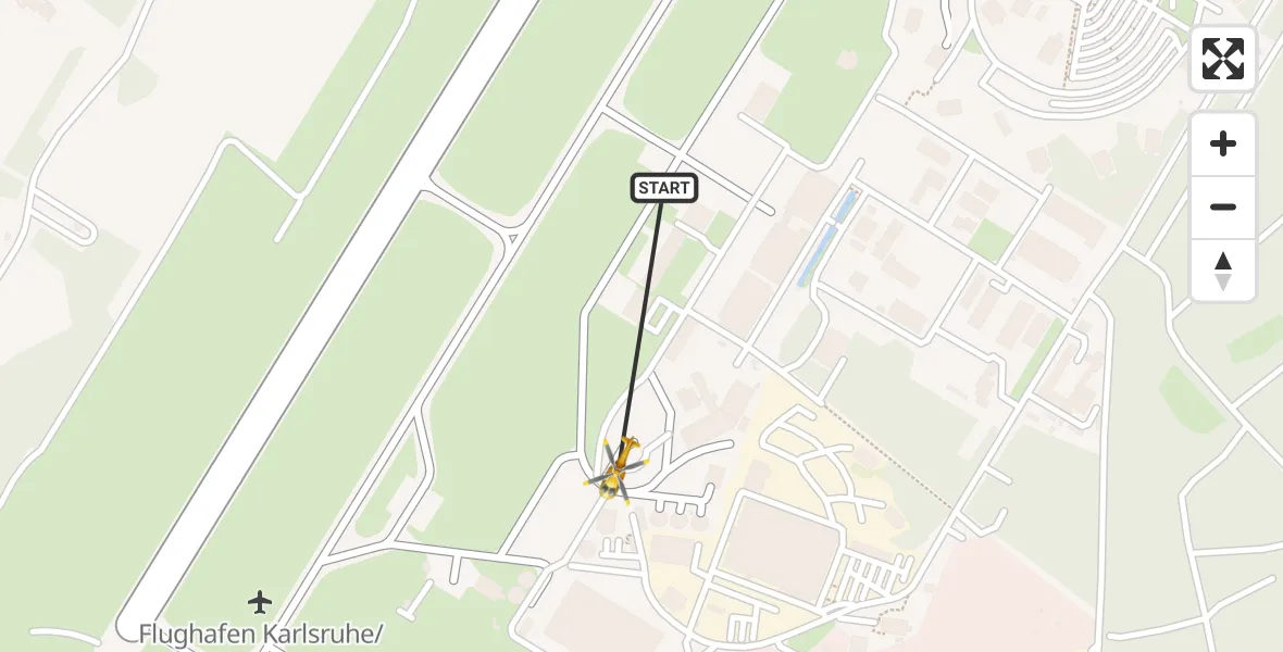 Flugroute Rettungshubschrauber Karlsruhe Baden-Baden Flughafen - Karlsruhe Baden-Baden Flughafen, 21 Mai 2026, 11:52