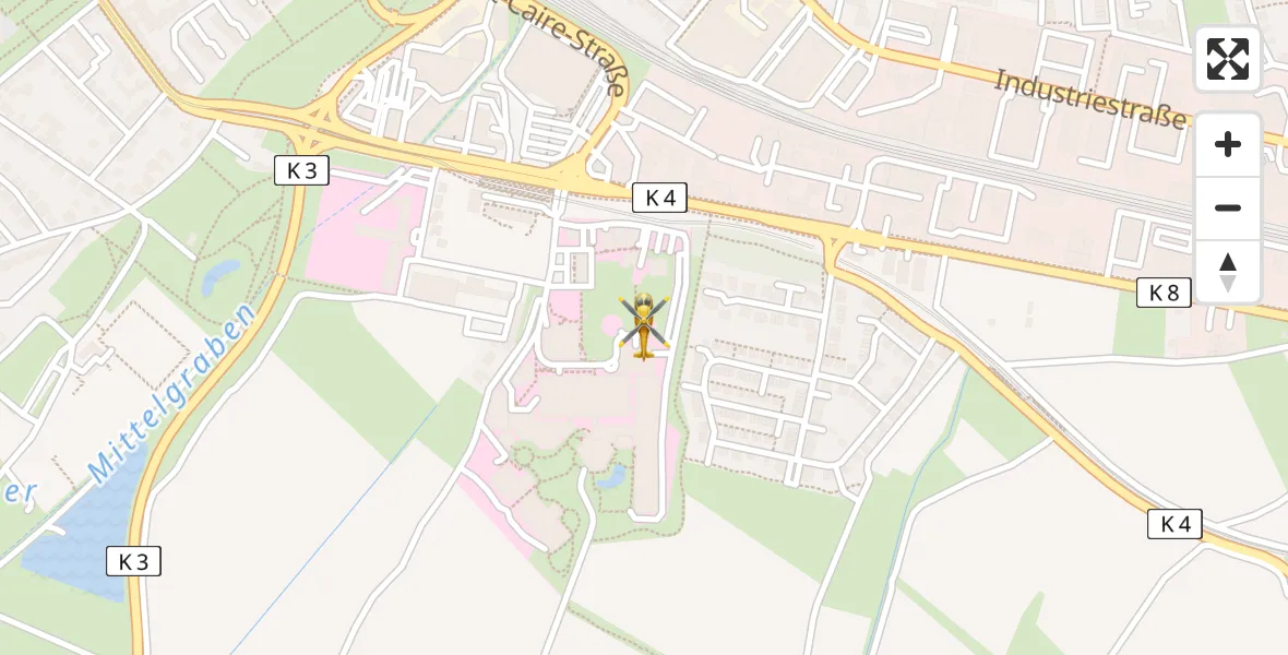 Flugroute Rettungshubschrauber Ludwigshafen Accident Hospital - Ludwigshafen Accident Hospital, 21 Mai 2026, 11:54
