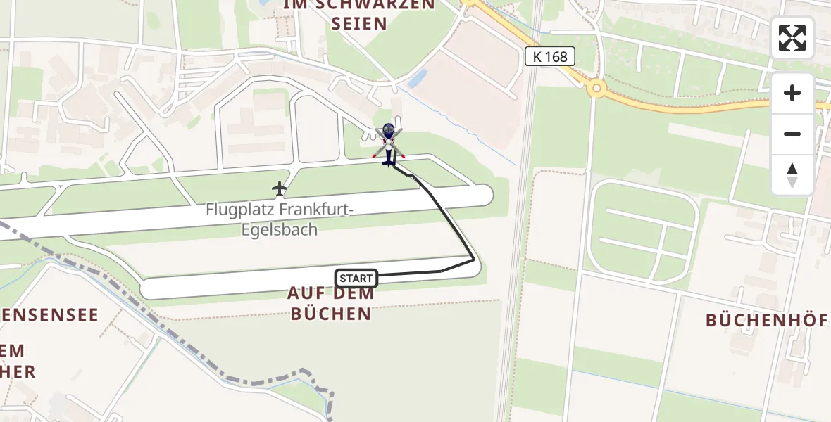 Flugroute Polizeihubschrauber Flughafen Frankfurt-Egelsbach - Flughafen Frankfurt-Egelsbach, 21 Mai 2026, 12:02