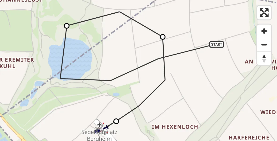 Flugroute Polizeihubschrauber Bergheim - Bergheim Flugplatz, 21 Mai 2026, 12:14