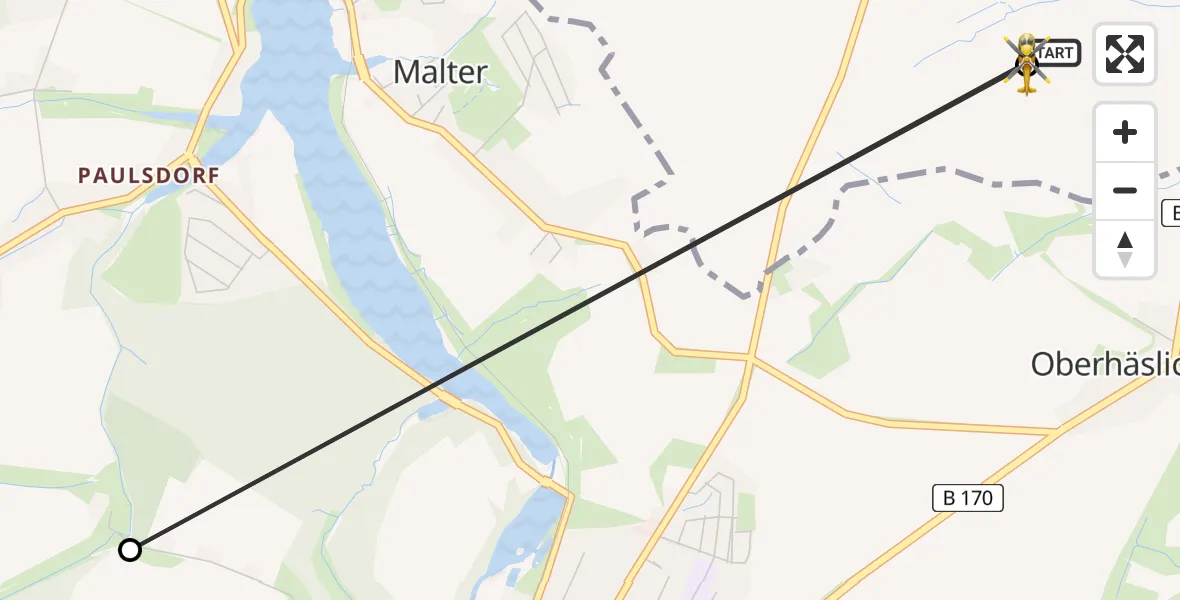 Flugroute Rettungshubschrauber Rabenau - Rabenau, 21 Mai 2026, 13:38