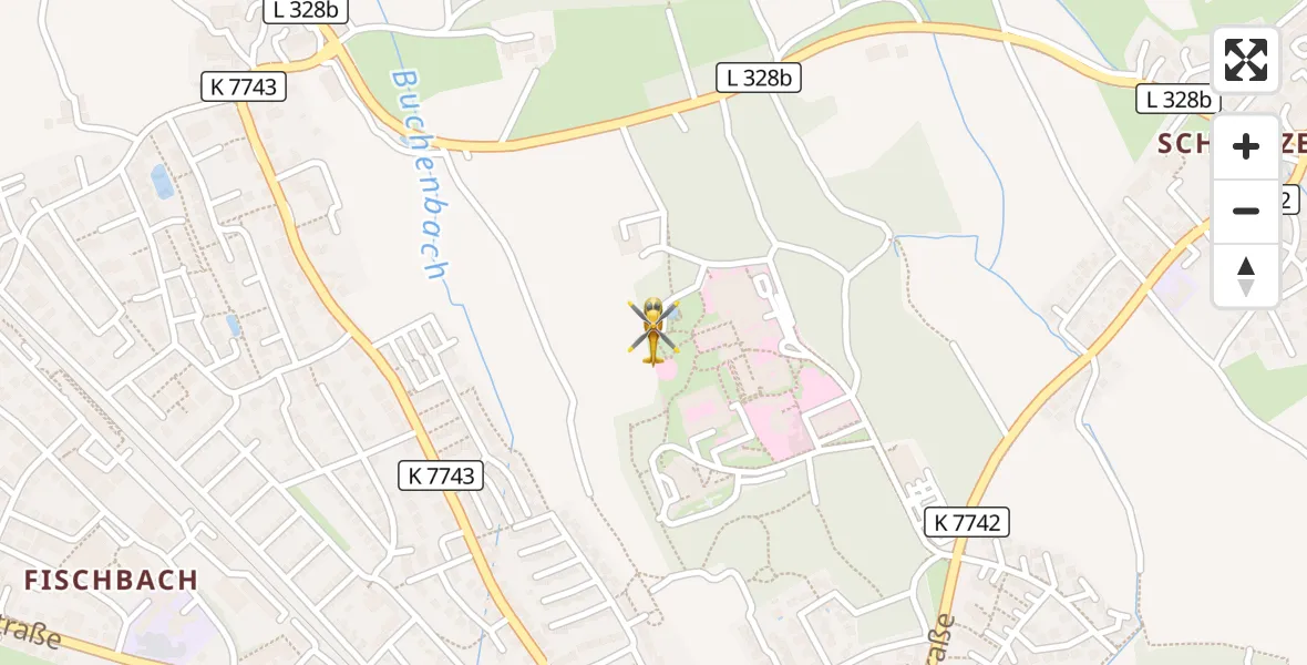 Flugroute Rettungshubschrauber Friedrichshafen Hospital - Friedrichshafen Hospital, 21 Mai 2026, 14:04