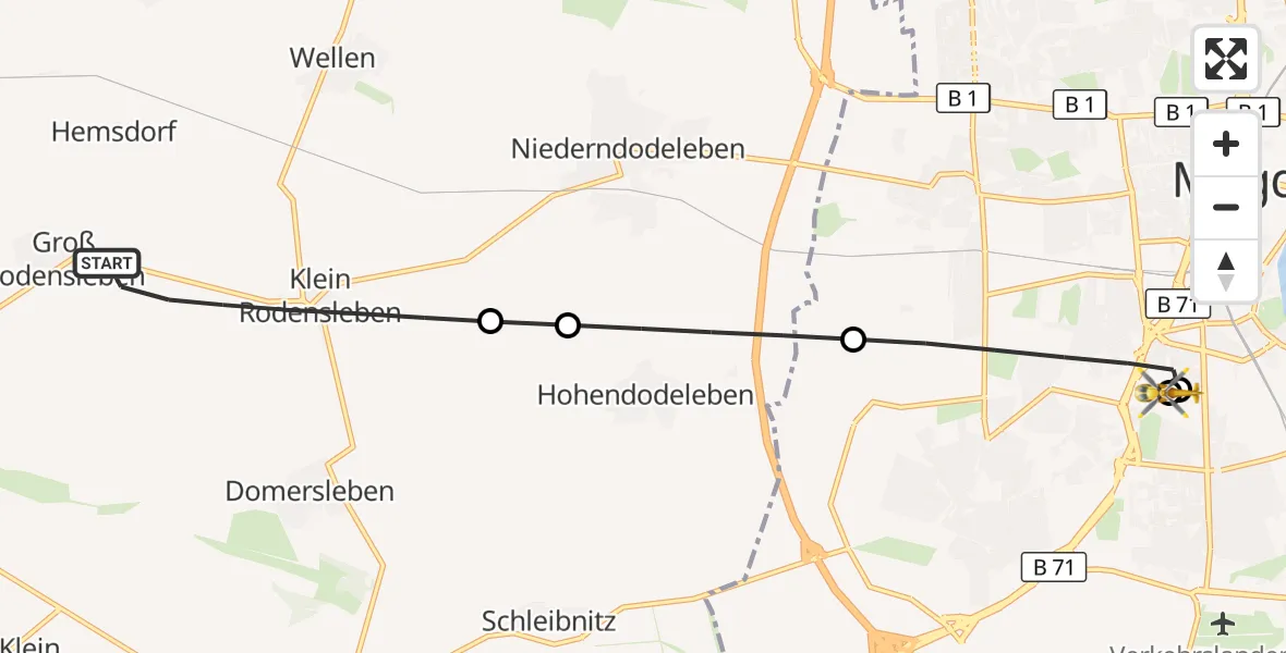 Flugroute Rettungshubschrauber Wanzleben-Börde - Magdeburg, 21 Mai 2026, 14:32